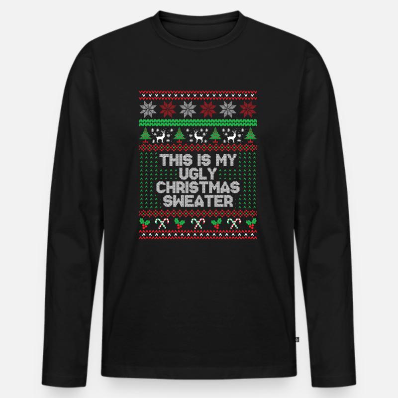 Das ist mein hässlicher Weihnachtspullover - Männer Premium Bio Langarmshirt - Schwarz