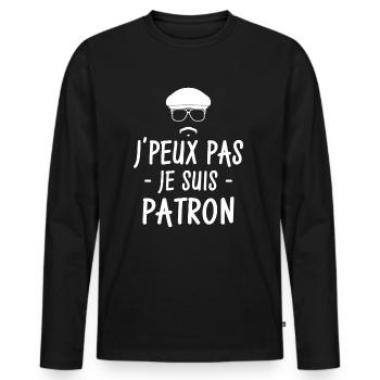 Ich kann nicht, ich bin ein Chef - Männer Premium Bio Langarmshirt - Schwarz - Vorne - Nico (187cm)