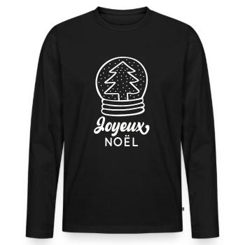 Joyeux Noël - T-shirt manches longues Premium bio Homme - noir - Devant - Nico (187cm)