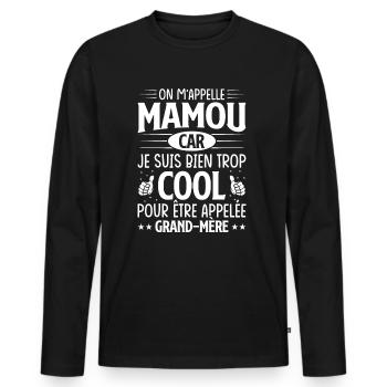 On m'appelle mamou - T-shirt manches longues Premium bio Homme - noir - Devant - Nico (187cm)