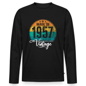 Millésime Fabriqué en 1957 Année de naissance 1957 Anniversaire - T-shirt manches longues Premium bio Homme - noir - Devant - Nico (187cm)