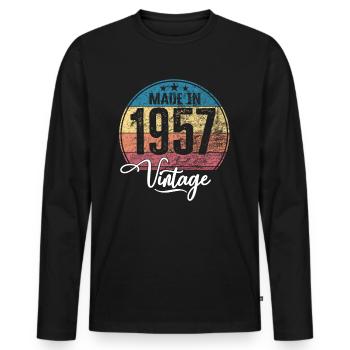 Millésime Fabriqué en 1957 Année de naissance 1957 Anniversaire - T-shirt manches longues Premium bio Homme - noir - Devant - Nico (187cm)