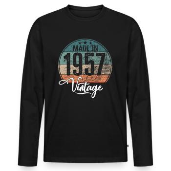 Millésime Fabriqué en 1957 Année de naissance 1957 Anniversaire - T-shirt manches longues Premium bio Homme - noir - Devant - Nico (187cm)