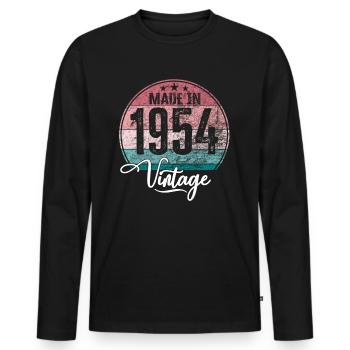 Vintage Made in 1954 Geburtsjahr 1954 Geburtstag - Männer Premium Bio Langarmshirt - Schwarz - Vorne - Nico (187cm)