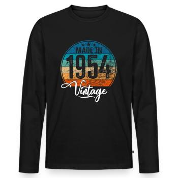 Millésime fabriqué en 1954 Année de naissance 1954 Anniversaire - T-shirt manches longues Premium bio Homme - noir - Devant - Nico (187cm)