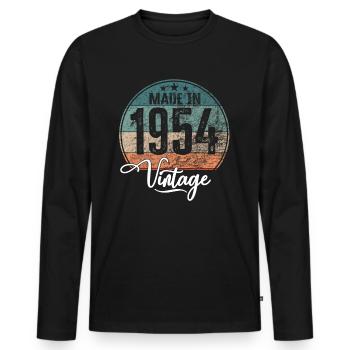 Vintage Made in 1954 Geburtsjahr 1954 Geburtstag - Männer Premium Bio Langarmshirt - Schwarz - Vorne - Nico (187cm)