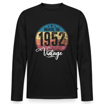 Vintage Fabriqué en 1952 Année de naissance 1952 Anniversaire - T-shirt manches longues Premium bio Homme - noir - Devant - Nico (187cm)