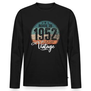 Vintage Made in 1952 Geburtsjahr 1952 Geburtstag - Männer Premium Bio Langarmshirt - Schwarz - Vorne - Nico (187cm)