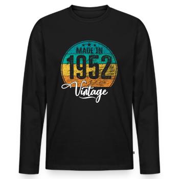 Millésime fabriqué en 1952 Année de naissance 1952 Anniversaire - T-shirt manches longues Premium bio Homme - noir - Devant - Nico (187cm)