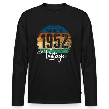 Millésime fabriqué en 1952 Année de naissance 1952 Anniversaire - T-shirt manches longues Premium bio Homme - noir - Devant - Nico (187cm)