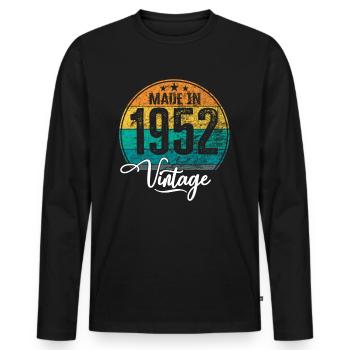 Vintage Made in 1952 Geburtsjahr 1952 Geburtstag - Männer Premium Bio Langarmshirt - Schwarz - Vorne - Nico (187cm)