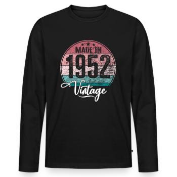 Millésime fabriqué en 1952 Année de naissance 1952 Anniversaire - T-shirt manches longues Premium bio Homme - noir - Devant - Nico (187cm)