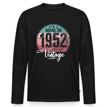 Millésime fabriqué en 1952 Année de naissance 1952 Anniversaire - T-shirt manches longues Premium bio Homme - noir - Devant - Nico (187cm)