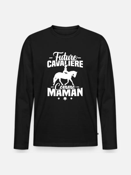 Future cavalière comme maman - T-shirt manches longues Premium bio Homme - noir