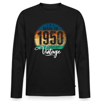 Vintage Fabriqué en 1950 Année de naissance 1950 Anniversaire - T-shirt manches longues Premium bio Homme - noir - Devant - Nico (187cm)