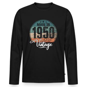 Millésime Fabriqué en 1950 Année de naissance 1950 Anniversaire - T-shirt manches longues Premium bio Homme - noir - Devant - Nico (187cm)