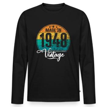 Millésime fabriqué en 1948 Année de naissance 1948 Anniversaire - T-shirt manches longues Premium bio Homme - noir - Devant - Nico (187cm)
