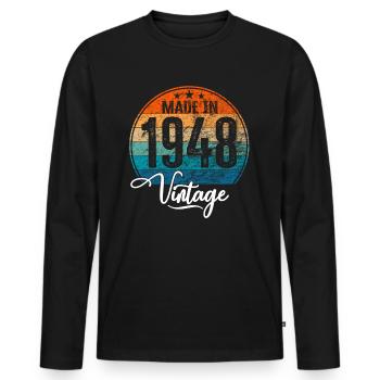 Millésime fabriqué en 1948 Année de naissance 1948 Anniversaire - T-shirt manches longues Premium bio Homme - noir - Devant - Nico (187cm)