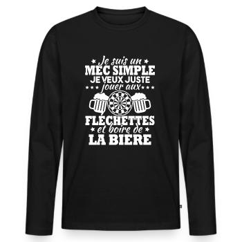 Je veux juste jouer aux fléchettes et bière - T-shirt manches longues Premium bio Homme - noir - Devant - Nico (187cm)