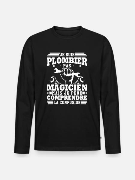 Je suis plombier - T-shirt manches longues Premium bio Homme - noir