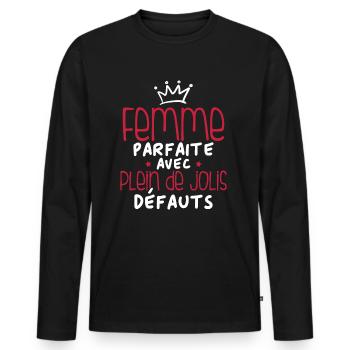 Femme parfaite avec plein de jolis défauts - T-shirt manches longues Premium bio Homme - noir - Devant - Nico (187cm)