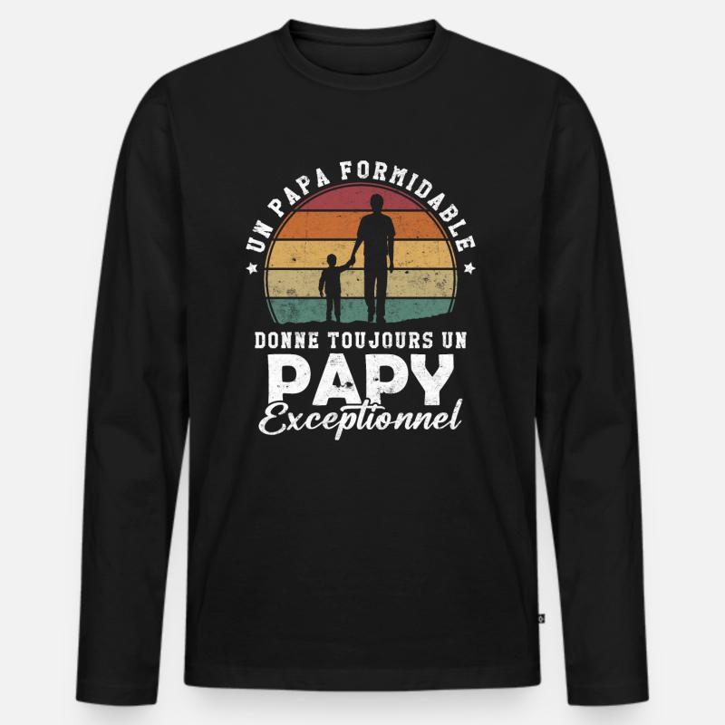 Papa formidable, papy exceptionnel - T-shirt manches longues Premium bio Homme - noir
