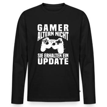 Gamer Altern Nicht Sie Erhalten Ein Update Zocker - Männer Premium Bio Langarmshirt - Schwarz - Vorne - Nico (187cm)