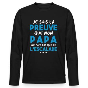Preuve que papa ne fait pas que de l'escalade - T-shirt manches longues Premium bio Homme - noir - Devant - Nico (187cm)