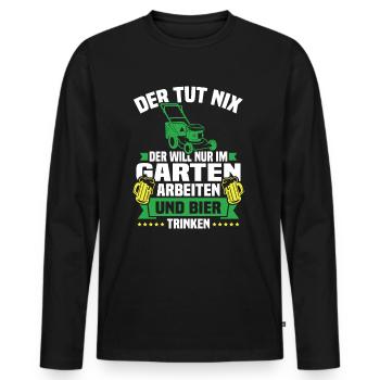 Will nur im garten arbeiten und bier trinken - Männer Premium Bio Langarmshirt - Schwarz - Vorne - Nico (187cm)