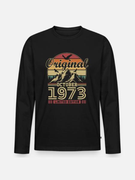 Original Oktober 1973 Jahrgang Jubiläum 1973 - Männer Premium Bio Langarmshirt - Schwarz