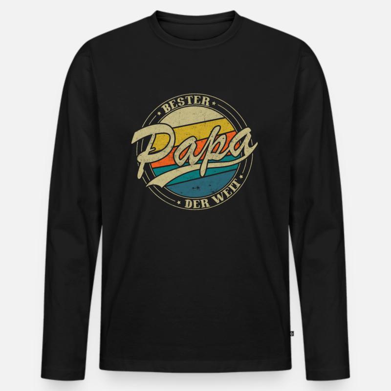 Bester Papa der welt - Männer Premium Bio Langarmshirt - Schwarz