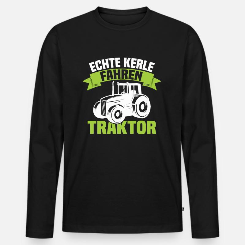 Echte Kerle fahren Traktor - Männer Premium Bio Langarmshirt - Schwarz