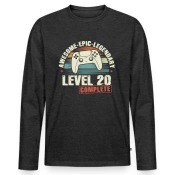 Level 20 Complete Geschenk zum 20. Geburtstag - Männer Premium Bio Langarmshirt - Anthrazit meliert - Vorne - Nico (187cm)