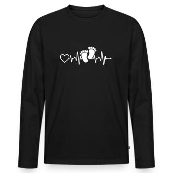 Mommy Heartbeat - Men's Premium Organic Long Sleeve Shirt - black - Front - Nico (187cm)