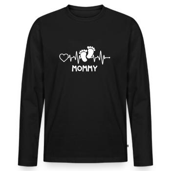 Mommy Heartbeat - Men's Premium Organic Long Sleeve Shirt - black - Front - Nico (187cm)