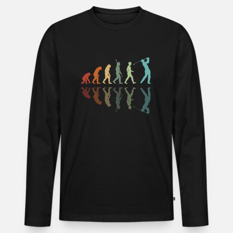 Golf Evolution - Golfer Evolution - Männer Premium Bio Langarmshirt - Schwarz