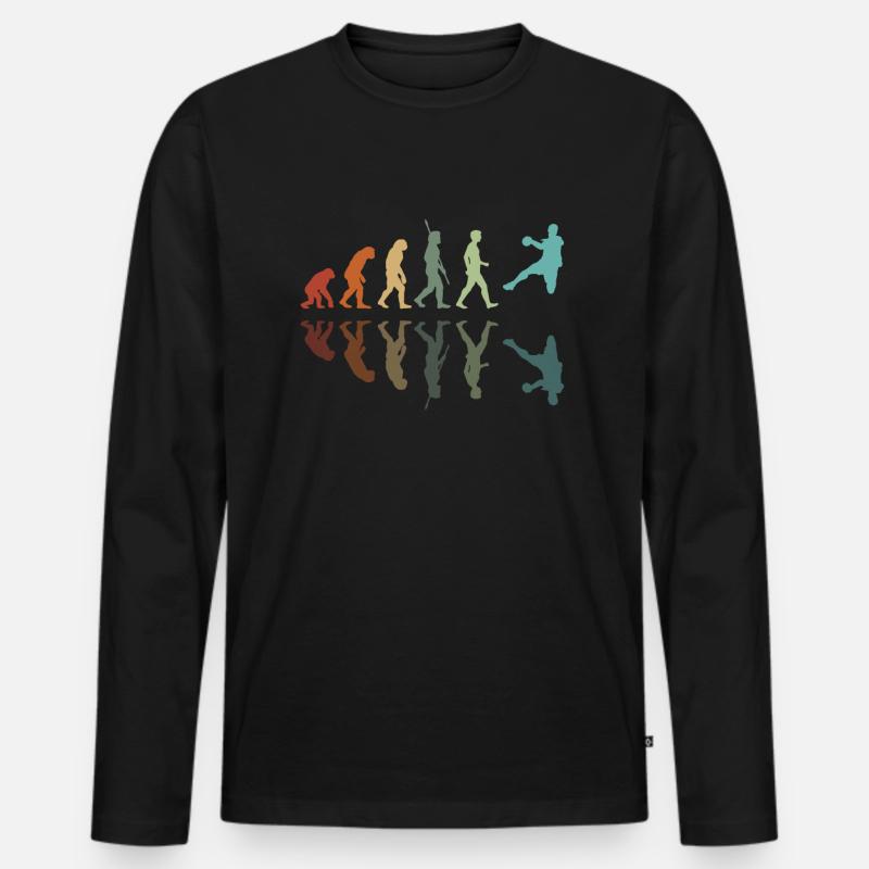 Handball-Evolution - Männer Premium Bio Langarmshirt - Schwarz