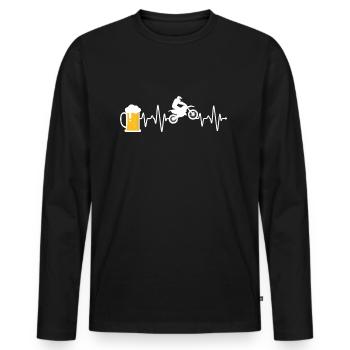 Motocross et battement de cœur de la bière - T-shirt manches longues Premium bio Homme - noir - Devant - Nico (187cm)