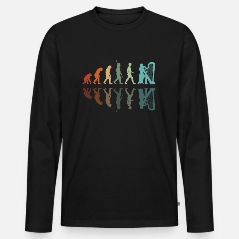Harp Player Evolution - Men's Premium Organic Long Sleeve Shirt - black