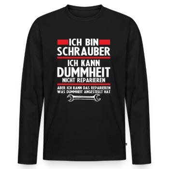 Ich bin schrauber - Männer Premium Bio Langarmshirt - Schwarz - Vorne - Nico (187cm)