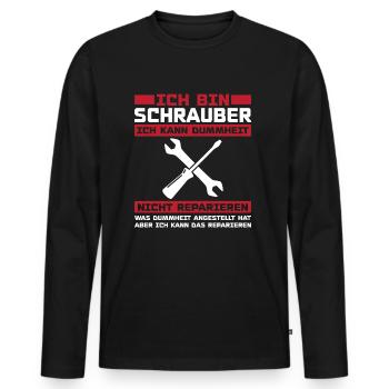 Ich bin schrauber - Männer Premium Bio Langarmshirt - Schwarz - Vorne - Nico (187cm)