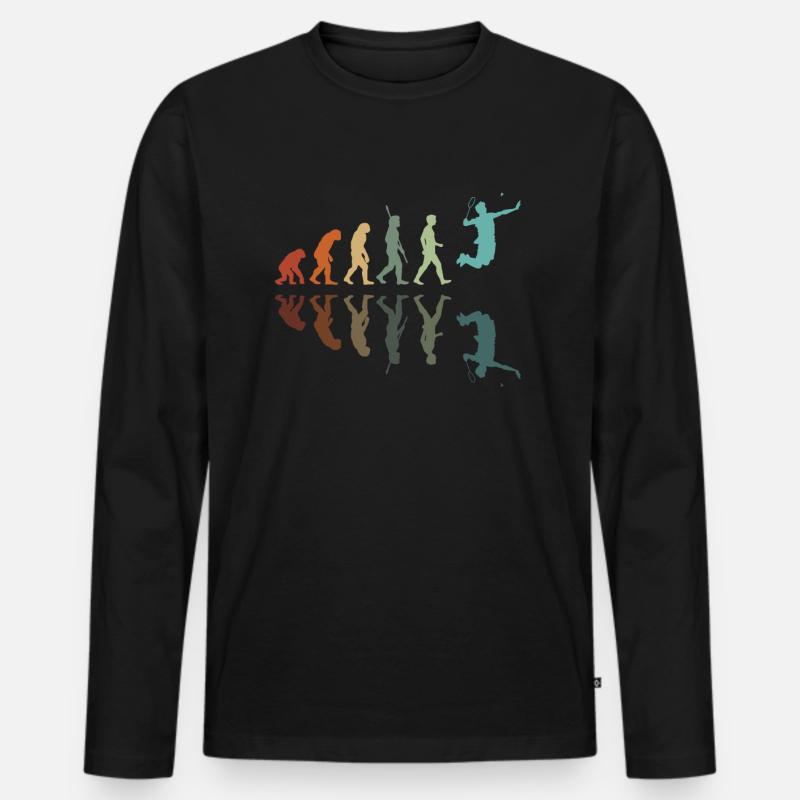Badminton Evolution - Männer Premium Bio Langarmshirt - Schwarz