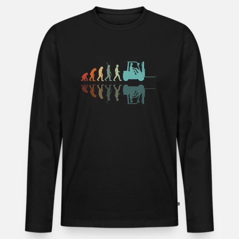 Evolution Gabelstapler - Männer Premium Bio Langarmshirt - Schwarz