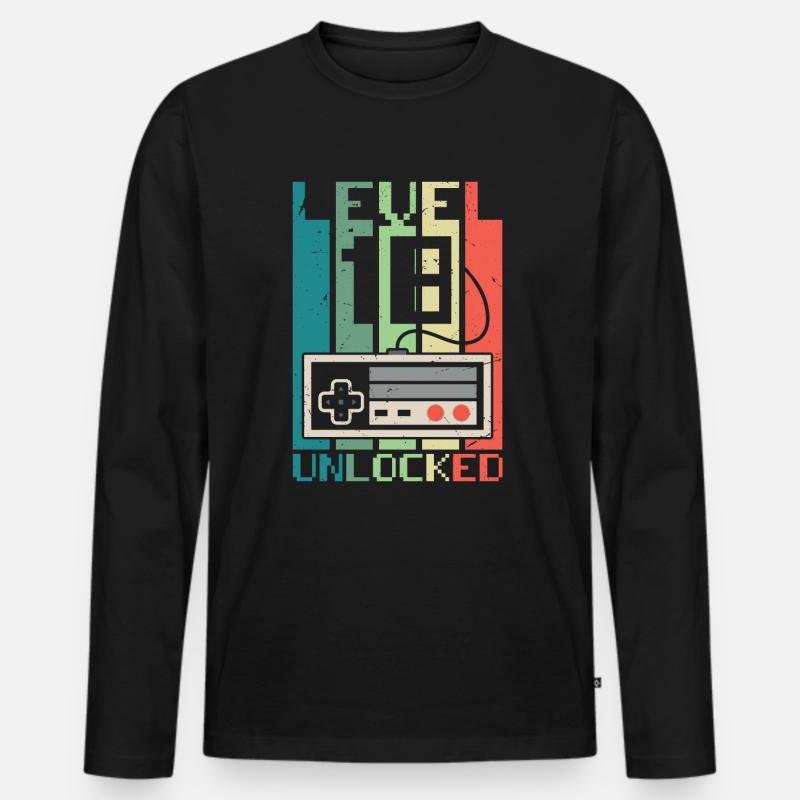 Level 18 freigeschaltet - Männer Premium Bio Langarmshirt - Schwarz