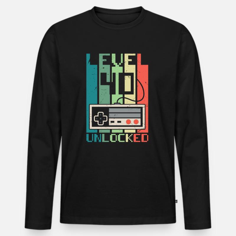Level 40 freigeschaltet - Männer Premium Bio Langarmshirt - Schwarz