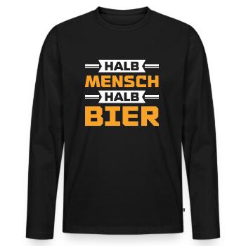 Halb mensch halb bier - Männer Premium Bio Langarmshirt - Schwarz - Vorne - Nico (187cm)