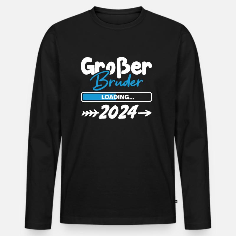 Großer Bruder Loading 2024 - Männer Premium Bio Langarmshirt - Schwarz
