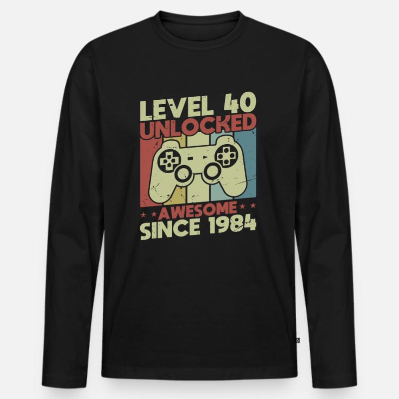 Level 40 freigeschaltet - Männer Premium Bio Langarmshirt - Schwarz