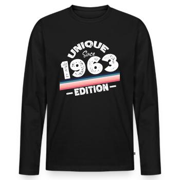 Unique depuis 1963 Edition Anniversaire Millésime 1963 - T-shirt manches longues Premium bio Homme - noir - Devant - Nico (187cm)