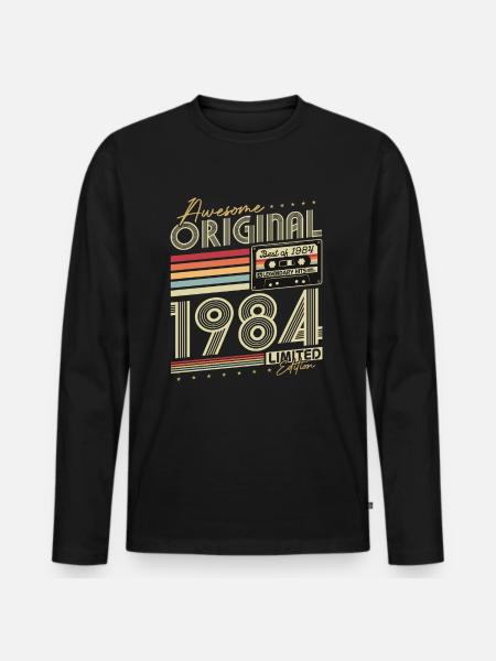 Original 1984 Vintage Retro födelsedagspresent - Ekologisk långärmad premium-T-shirt herr - svart